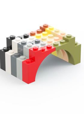 LEGO乐高 80543 1x4x3 拱形 弧形砖 深灰色 浅灰色 红色 红棕