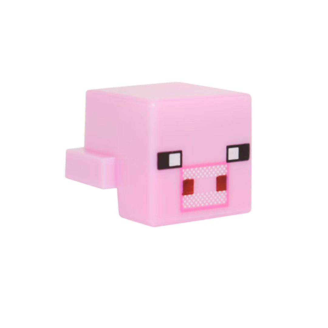 乐高LEGO 我的世界人仔动物四方头 亮粉色19727pb005 6162247 A5