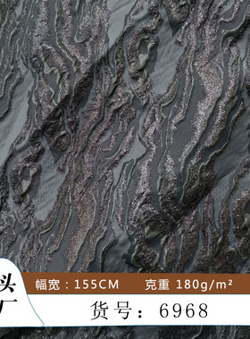 欧美银灰色熔岩肌理金丝提花布料 春秋连衣裙服装化妆包装饰面料
