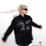 CS146P70小众长袖衬衫男女韩系酷风创意珍珠字母宽松休闲黑衬衣潮，商品下架区，星座1115（原A403）