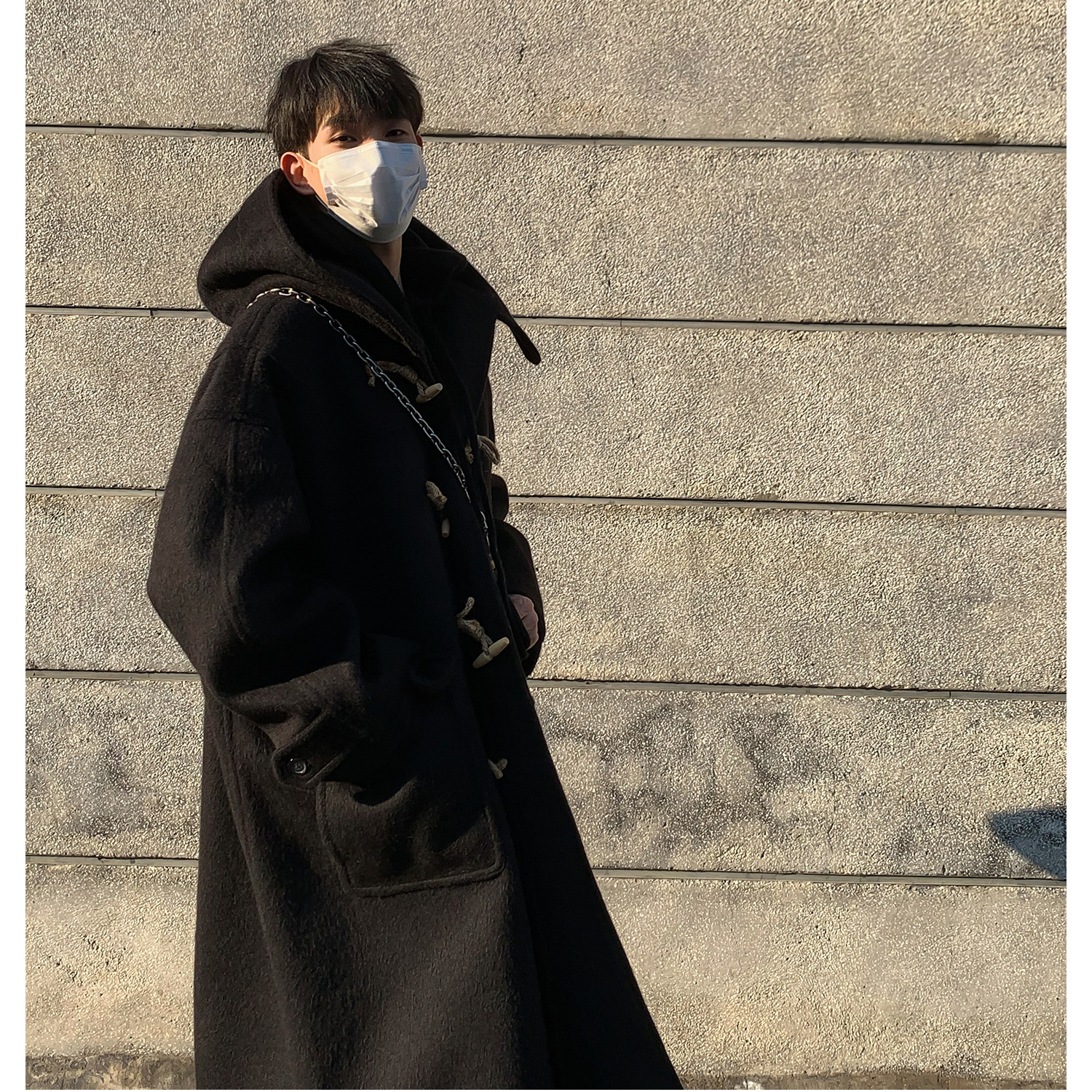 FY31P150高品质15%羊毛牛角扣连帽呢大衣男中长款毛呢外套冬，女装短外套，星座1115（原A403）