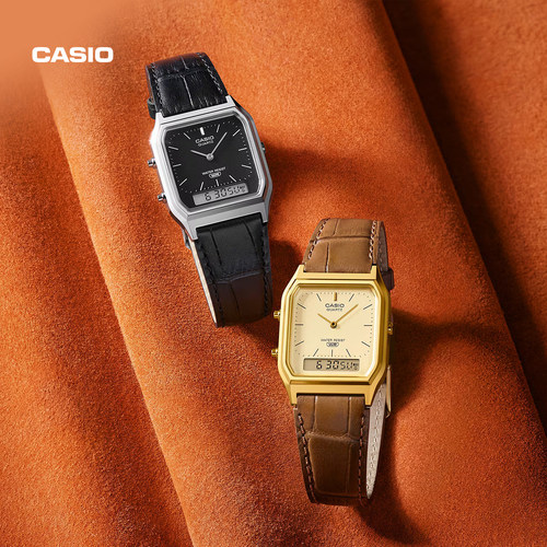 卡西欧官方旗舰店AQ-230复古指针数字双显小方块手表男女CASIO