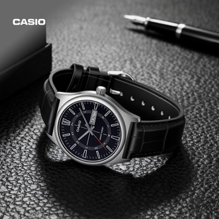 卡西欧旗舰店MTP V006L简约三针指针双历潮流复古手表男表