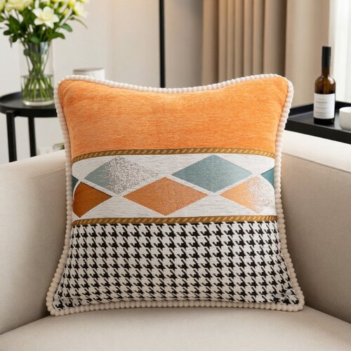 雪尼尔客厅沙发抱枕床头靠背垫汽车腰枕酒店民宿靠垫抱枕套不含芯