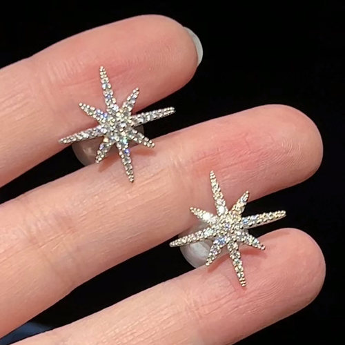 Q2837 六芒星珍珠耳钉