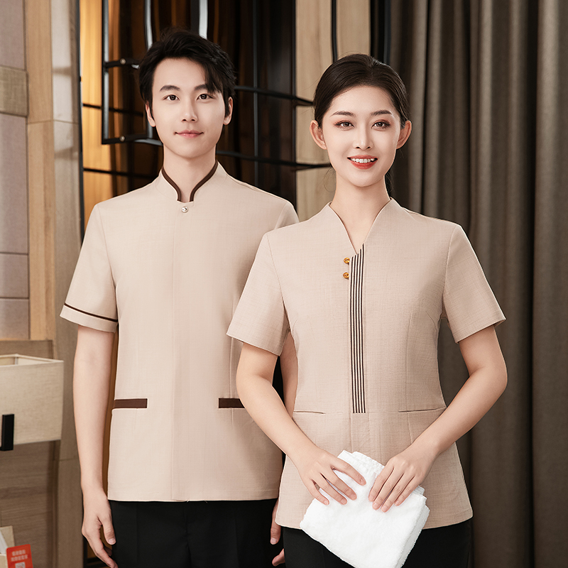 绣线酒店客房保洁工作服短袖夏半袖男女医院小区物业清洁员定制