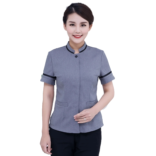 亚麻阿姨保洁服短袖女酒店客房物业清洁服务员工作服男女保洁夏装