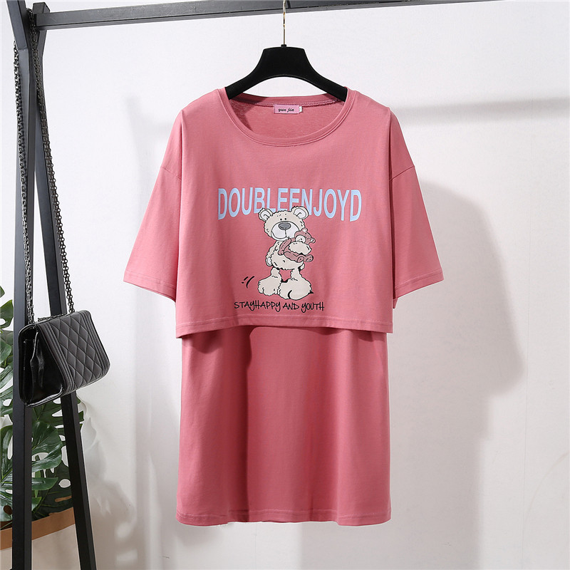 수유복 외출 더운 엄마 여름 얇은 수유상의 멋쟁이 산후 순면 반팔 티셔츠 감금복 하복