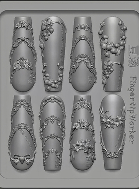 【美甲模具】FingertipWorker新品模具法式藤蔓蝴蝶结草莓模具