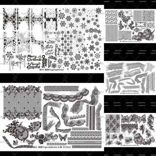 【印花板】FingertipWorker美甲印花板新款蕾丝蝴蝶雪花图腾钢板