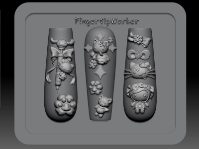 【美甲模具】FingertipWorker原创小众超萌配件针管KT猫美甲模具