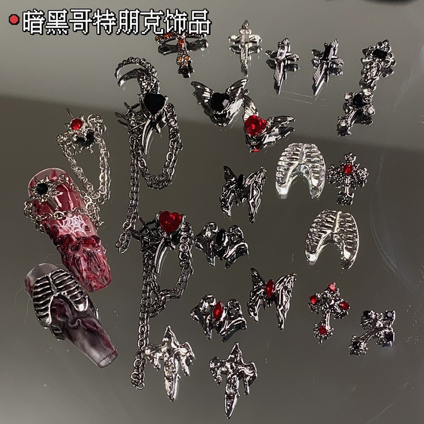 【Moli饰品】暗黑哥特风格复古克罗十字架流苏链条蝴蝶暗黑朋克风