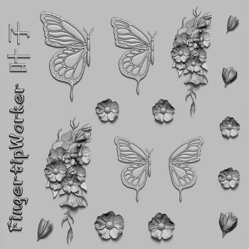 FingertipWorker｜联名叶子｜原创小众百搭蝴蝶花模具