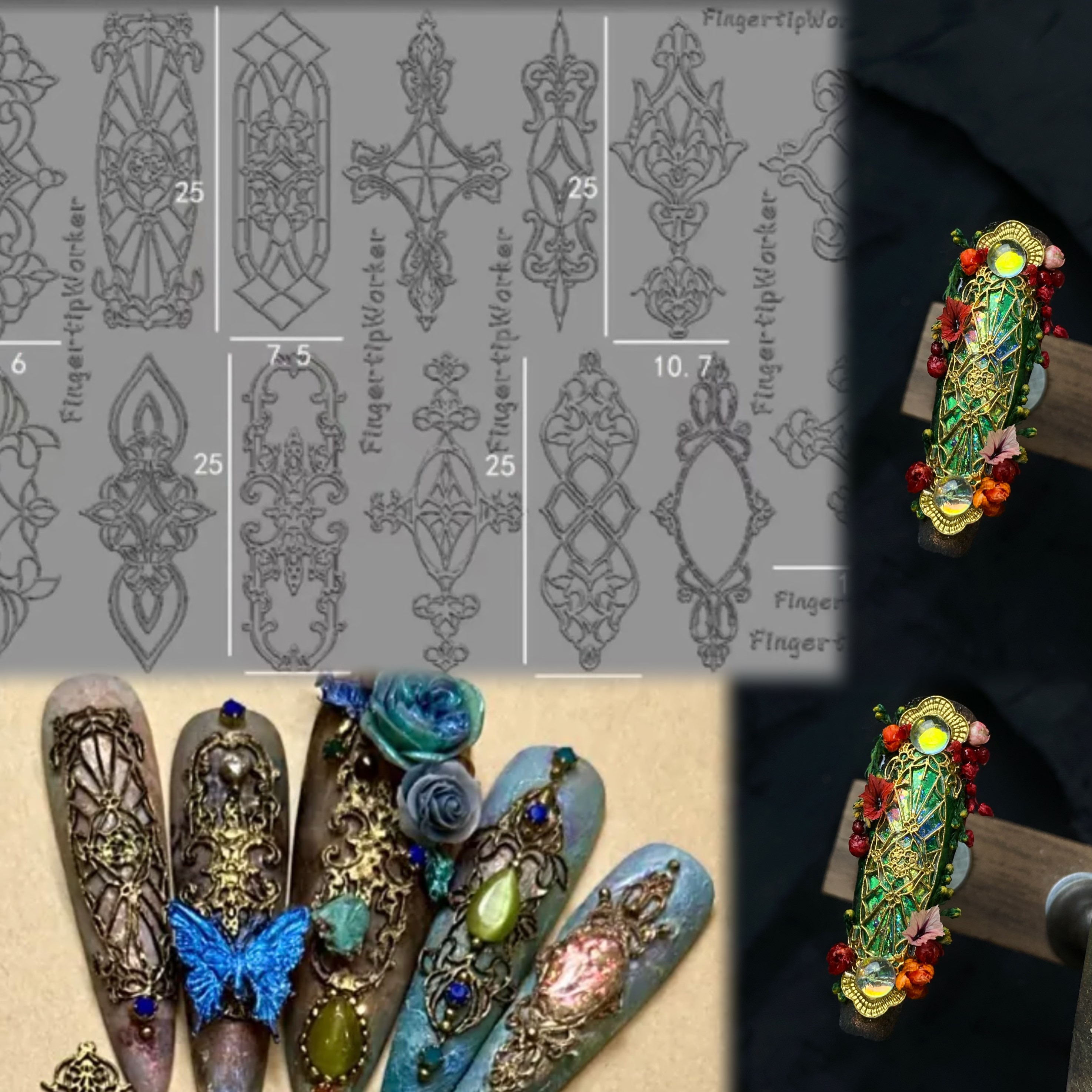 【美甲模具】FingertipWorker小众新款超薄任性复古窗花美甲模具