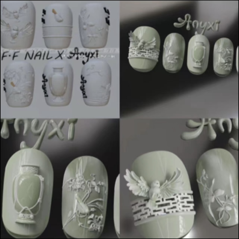 【美甲模具】枫枫千峰叠翠模具小鸟模具瓶器立体雕花美甲模具
