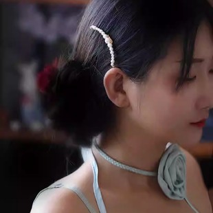 白色珍珠小发梳简约插梳发饰丸子头饰品梳子梳篦旗袍