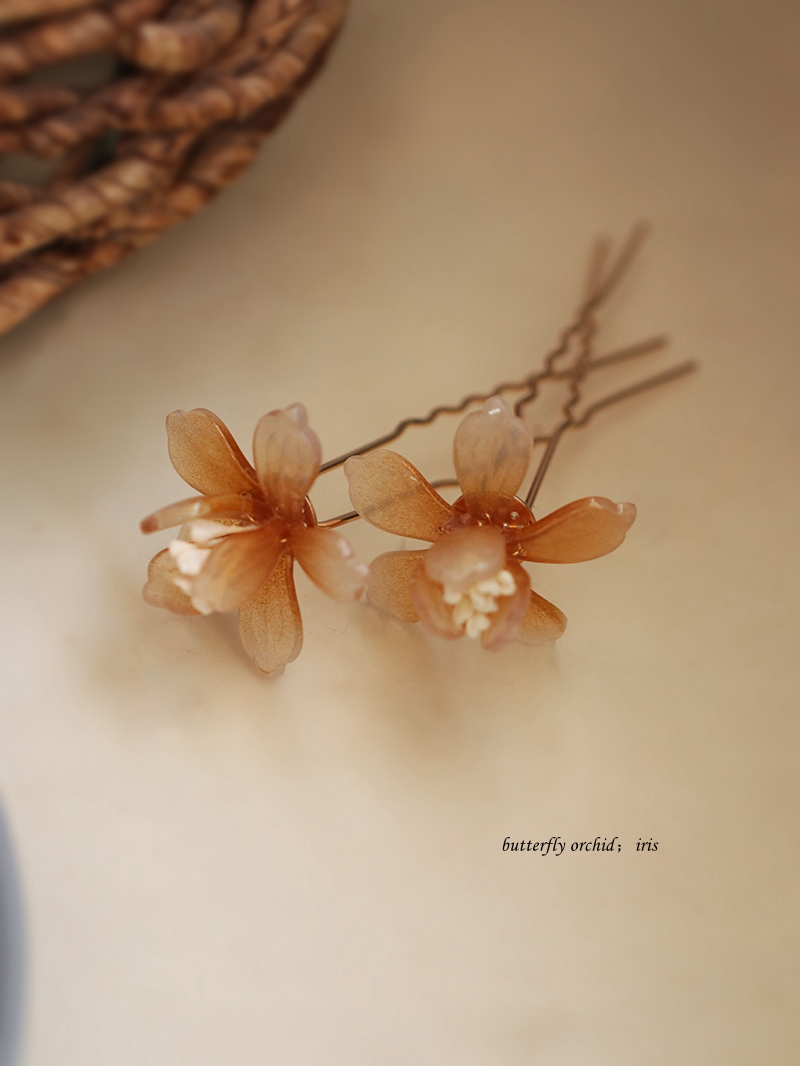 蝴蝶兰多彩琉璃小花簪高级感