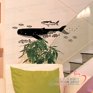 水中朋友卡通防水墙贴 沙发电视背景儿童房幼儿园水族馆装饰贴纸