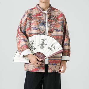秋风男装鹿皮绒盘扣复古夹克唐装汉服外套XZ301D-2/JK35-P105图片