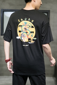 2024夏季新款重磅丝网印花短袖T恤大码男装-T18-P35图片