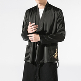 汉元素青年斜襟汉服上衣敦煌刺绣大码茶服外套复古风唐装Y12-P50，男装衬衫，星座301D-2(原钱塘4011)