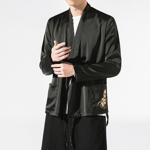 汉元素青年斜襟汉服上衣敦煌刺绣大码茶服外套复古风唐装Y12-P70,12星座搭配的明星图片