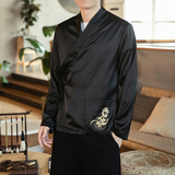 汉元素青年斜襟汉服上衣敦煌刺绣大码茶服外套复古风唐装Y12-P50，男装民族服装，星座301D-2(原钱塘4011)