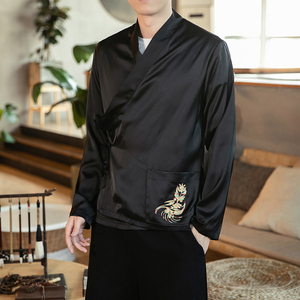 汉元素青年斜襟汉服上衣敦煌刺绣大码茶服外套复古风唐装 Y12-P50图片