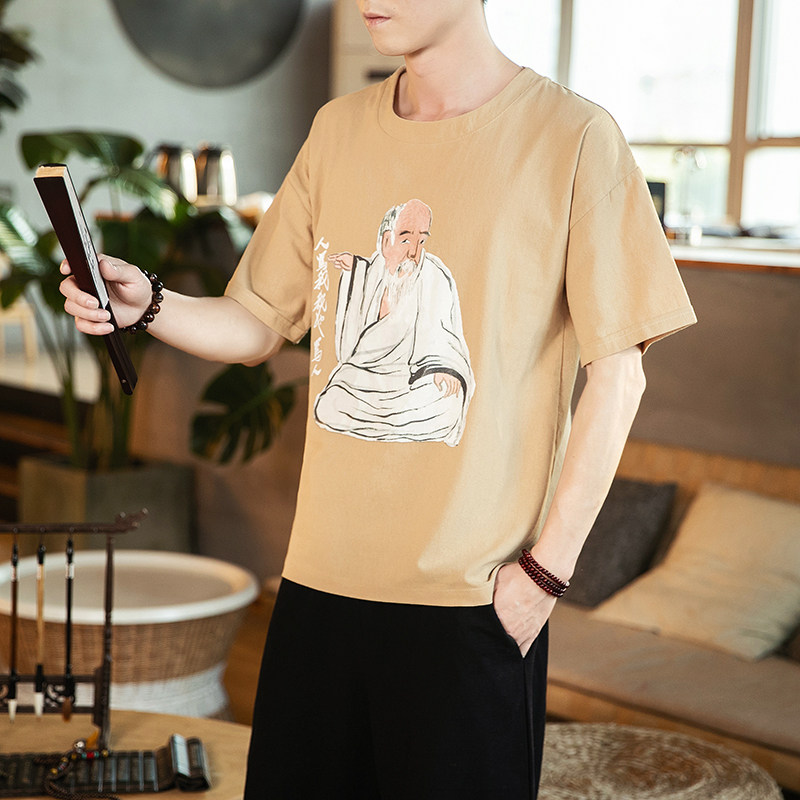 胖子大码宽松半袖潮流上衣服全棉印花短袖T恤男士QT4011-T20-P35,男装T恤,星座301D-2(原钱塘4011)