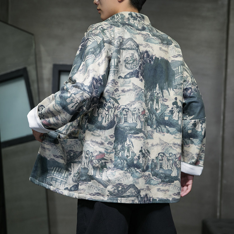 新中式秋款风男装鹿皮绒盘扣复古夹克唐装汉服外套JK35-P105,男装夹克,星座301D-2(原钱塘4011)