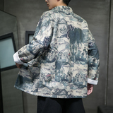 新中式秋款风男装鹿皮绒盘扣复古夹克唐装汉服外套JK35-P105，男装夹克，星座301D-2(原钱塘4011)