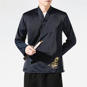 汉元素青年斜襟汉服上衣敦煌刺绣大码茶服外套复古风唐装 Y12-P70图片