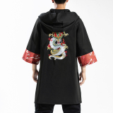 秋季连帽刺绣卫衣青少年七分袖外套宽松男士休闲XZ301D-2/W30-P70，男装卫衣，星座301D-2(原钱塘4011)