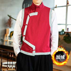 大码复古加厚马甲秋冬季加厚中式反光条坎肩上衣唐装 1306-P70图片