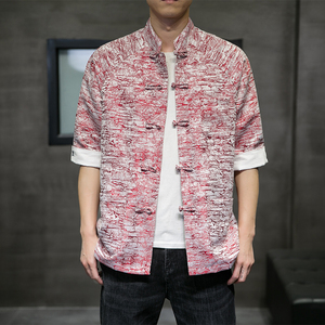 春夏风唐装汉服盘扣七分袖宽松外套T恤立领大码衬衫SY08-P65图片