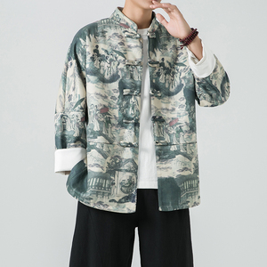 秋风男装鹿皮绒盘扣复古夹克唐装汉服外套XZ301D-2/JK35-P105图片