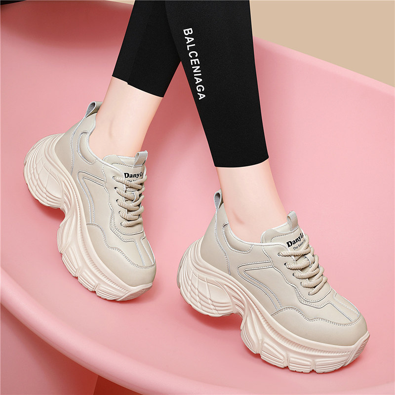 厚底内增高8cm小个子女鞋2025春季新款百搭软底轻便小白鞋老爹鞋