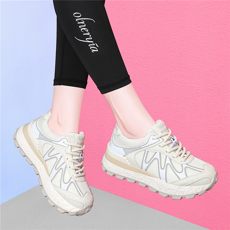 厚底增高小个子老爹鞋女2025新款春秋季小白鞋软底轻便休闲运动鞋