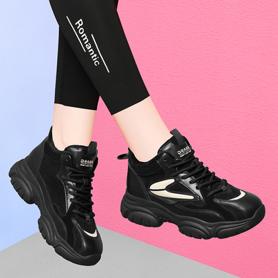 高帮老爹鞋女款ins潮2025新款冬季加绒鞋软底轻便休闲运动跑步鞋