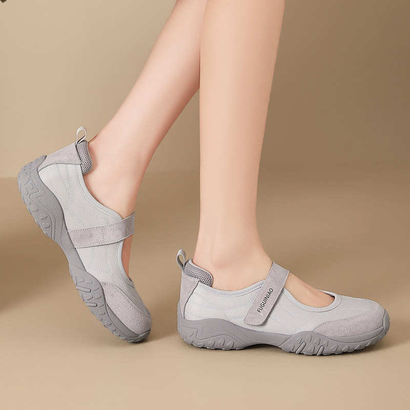 软底防滑老爹鞋女款2026夏季新款厚底超轻便魔术贴不累脚休闲鞋子