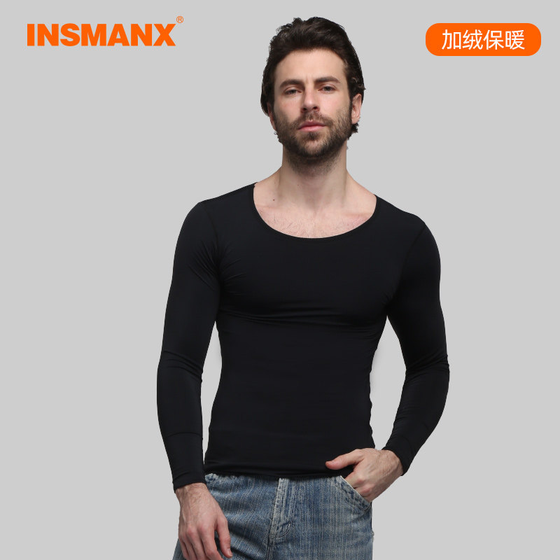 INSMANX男士塑身长袖加绒秋冬保暖紧身内衣收腹束腰束身塑手臂新