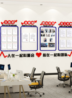 公告栏展示板办公室氛围布置装饰公司企业文化墙贴员工风采照片墙
