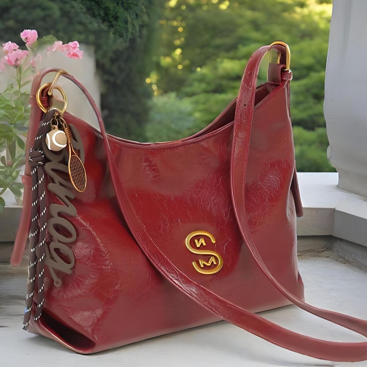 Aman棕色拼色真皮包包女2026新款冬季高级感腋下包单肩斜挎包女包