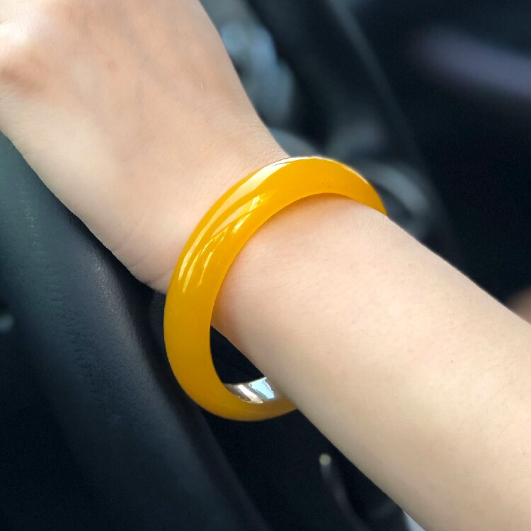 夏天的玉镯子黄龙玉手镯女玉镯子细款女款少女天然正品送女友妈妈