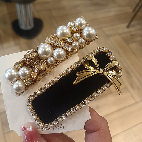 bb夹发夹格子刘海夹一字夹复古