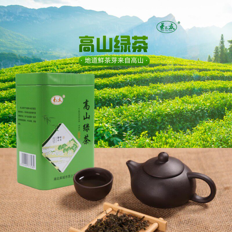 2025年麻城茶之友龟山绿茶云雾茶铁罐100克商用包邮