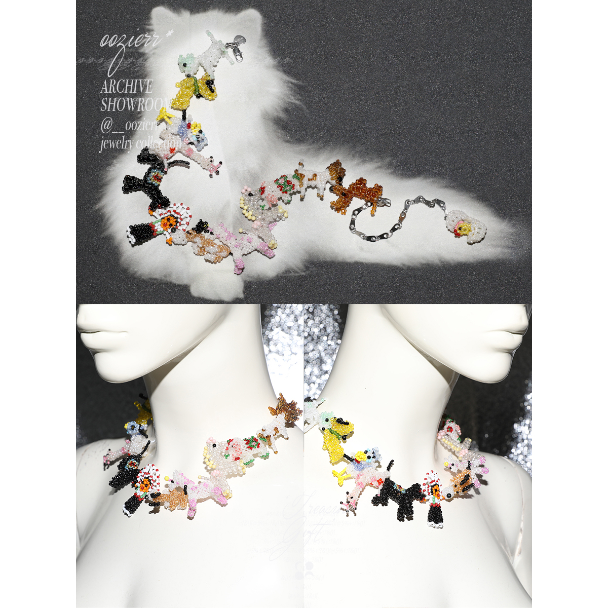 oozierr 太紫 '印第安酋长的动物园派对串珠项链'彩色多巴胺ins风