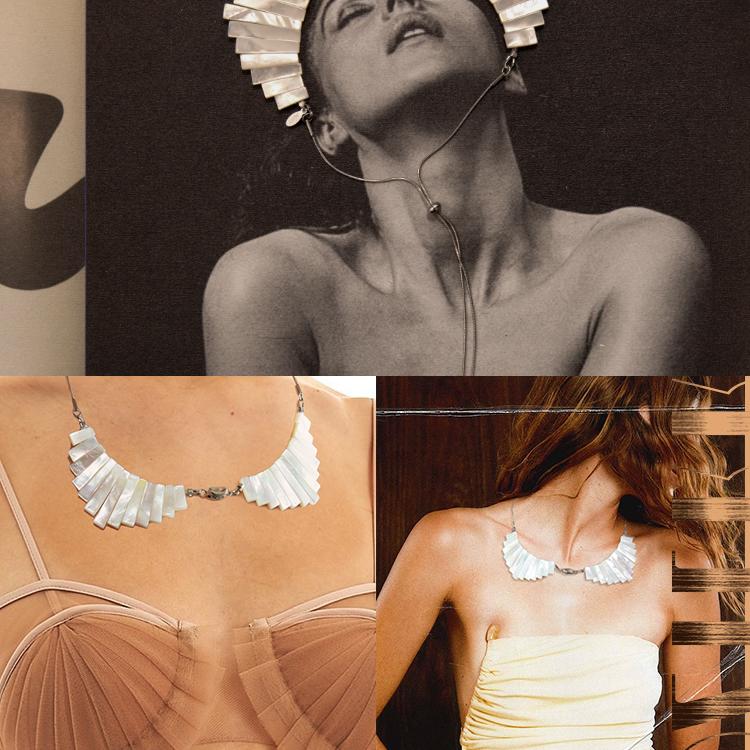 oozierr 扇形白贝项链