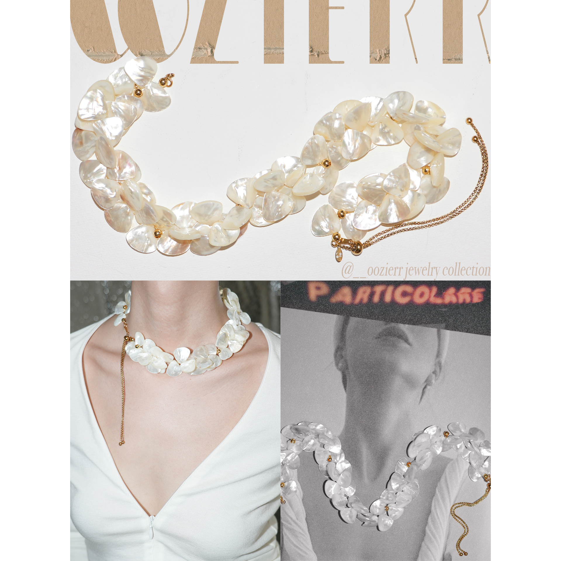 oozierr太紫天然深海贝母拟态花簇项链ins风高级花朵度假氛围法式