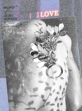 oozierr天然黑碟贝落叶戒指小众原创设计贝壳手工流苏波西米亚风